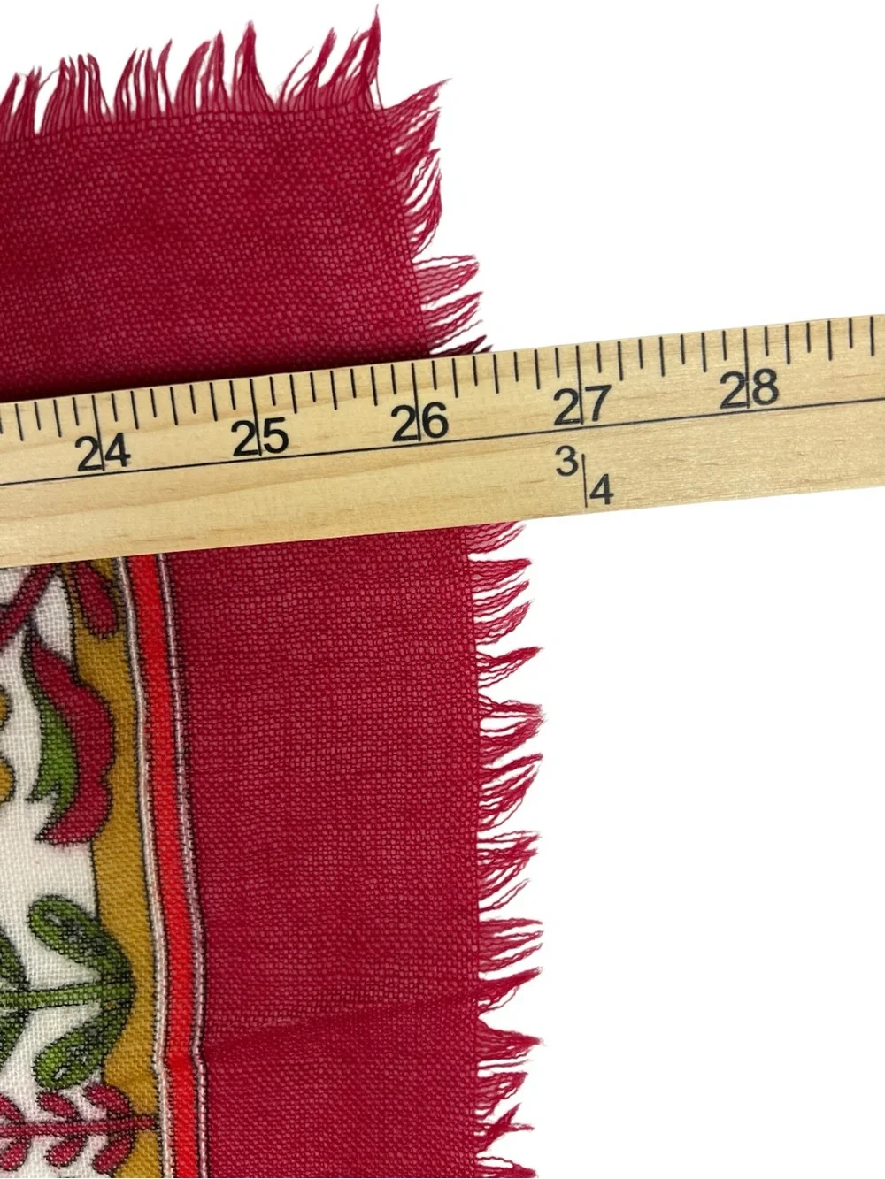 Andante Vintage Made Italy Folk Floral Square Scarf Fringe Red Boho Cottagecore